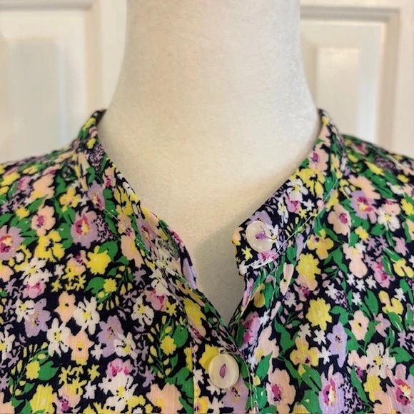 Anthropologie Floral Blouse - Green and Pink - Picture 4 of 9